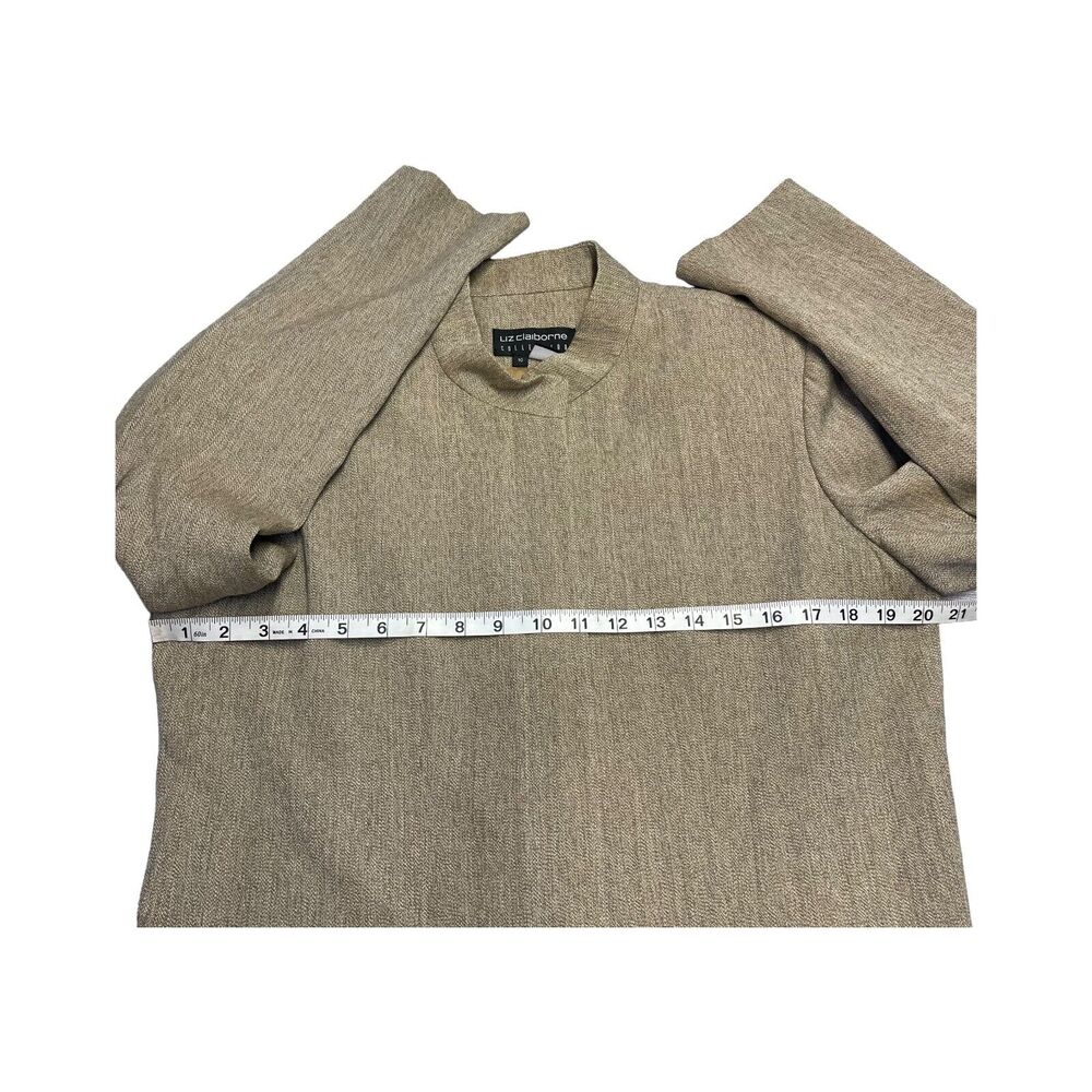 Liz Claiborne Jacket Sweater Blazer Women's 10 Beige Hidden Zip Long Sleeve - Picture 5 of 8